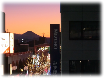 夕焼けの富士山